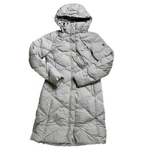 THE NORTH FACE COAT S SMALL WOMENS GREY LONG 550 DOWN PARKA HOODED PUFFER JACKET
